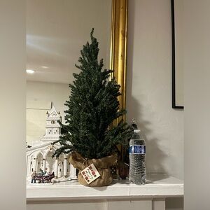 Green Artificial Christmas Tree with Burlap Base